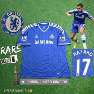 Adidas Chelsea FC Eden Hazard #17 2013/2014 Home Blue Jersey EPL Patches Rare